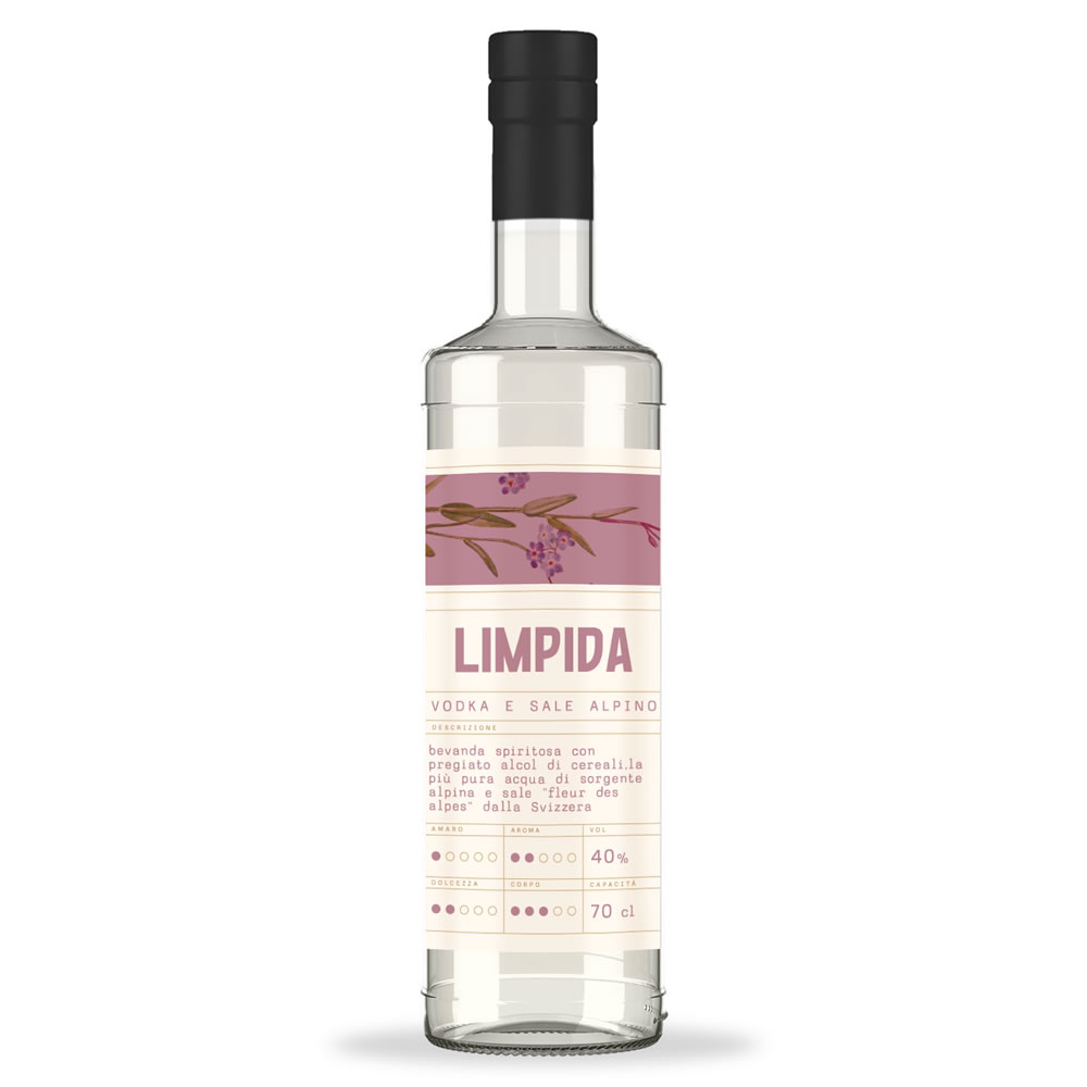Bottiglia di Limpida vodka e sale alpino